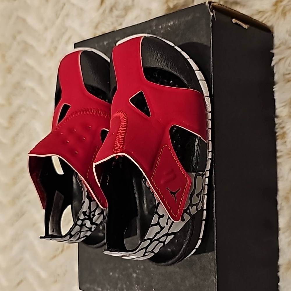 Jordan Red and Black Sandals for Versatile Style